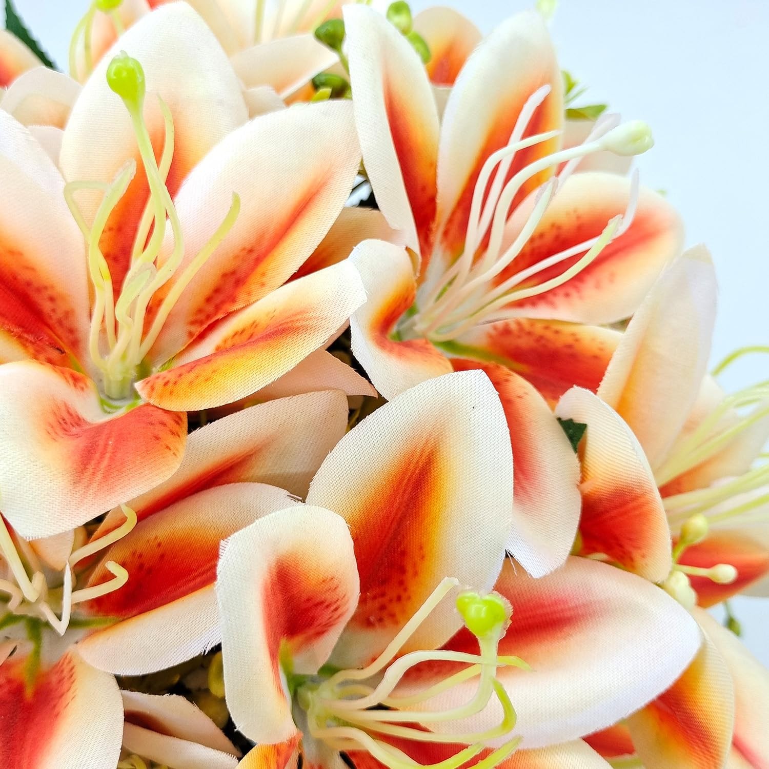 4 Bundles Artificial Tiger Lily Silk Flowers Faux Fake Lilies Plants for Wedd…