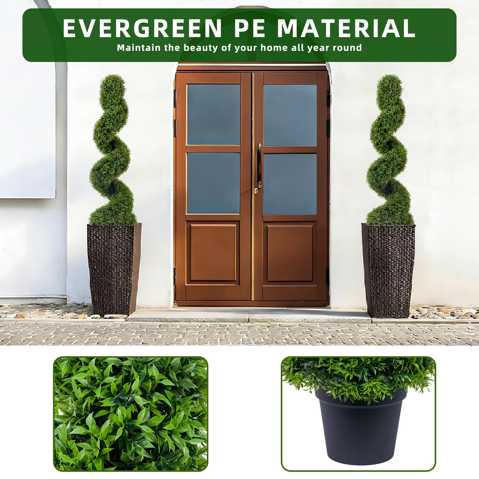 2pcs 120cm Artificial Topiary Tree Faux Spiral Topiary Tree Outdoor Fake Plant