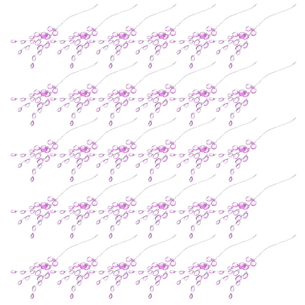 30PCS Artificial Flower Picks with Acrylic Bead Drops – Purple Simulated Clear