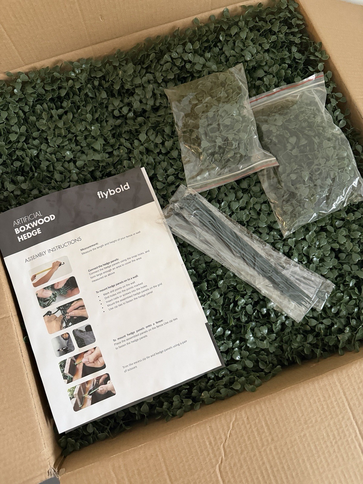 20 In. X 20 In. Dark Green Artificial Boxwood Hedge Panel, Greenery Backdrop Pan