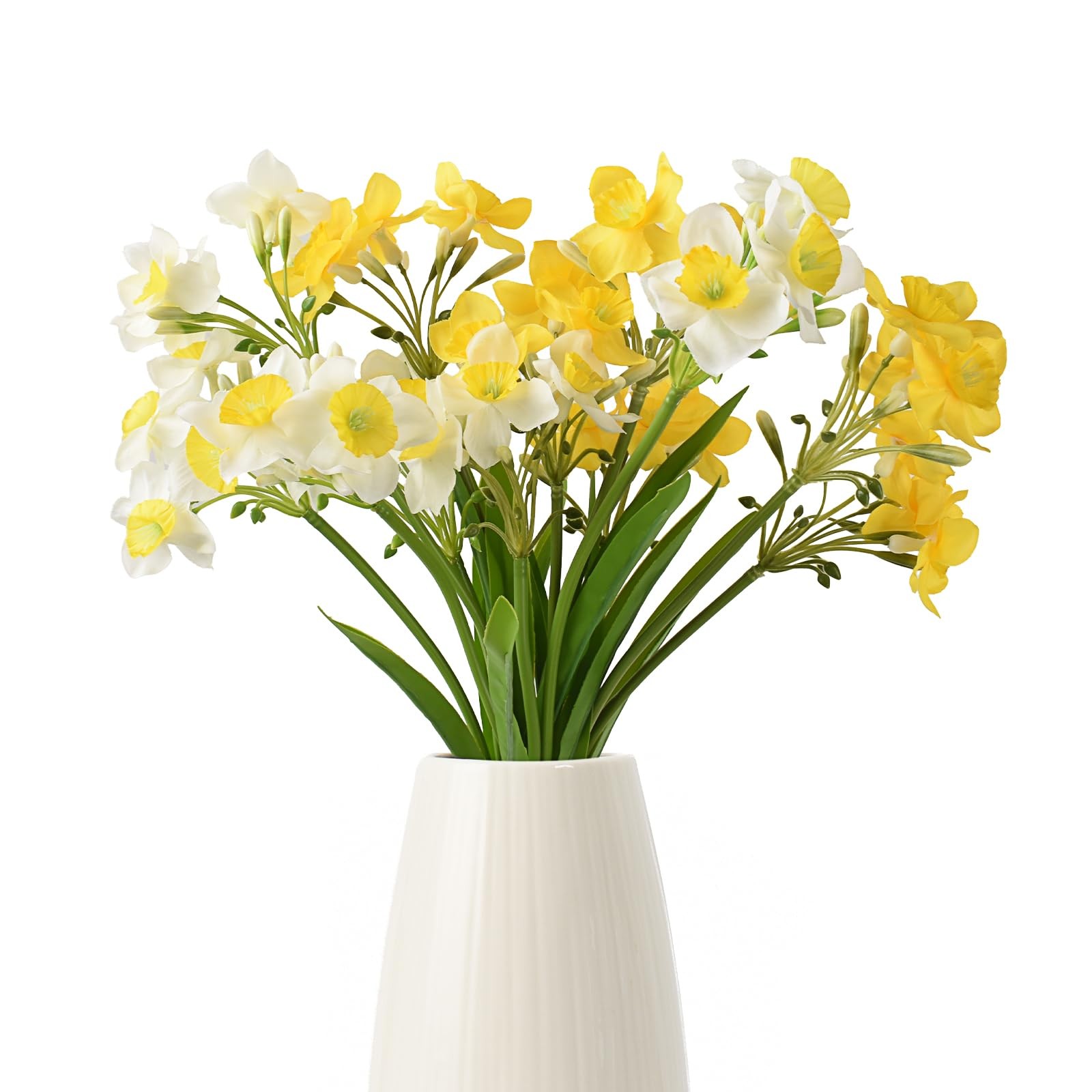 4Bundles Artificial Daffodils Flowers Fake Silk Daffodil Flower Faux Narcissu…