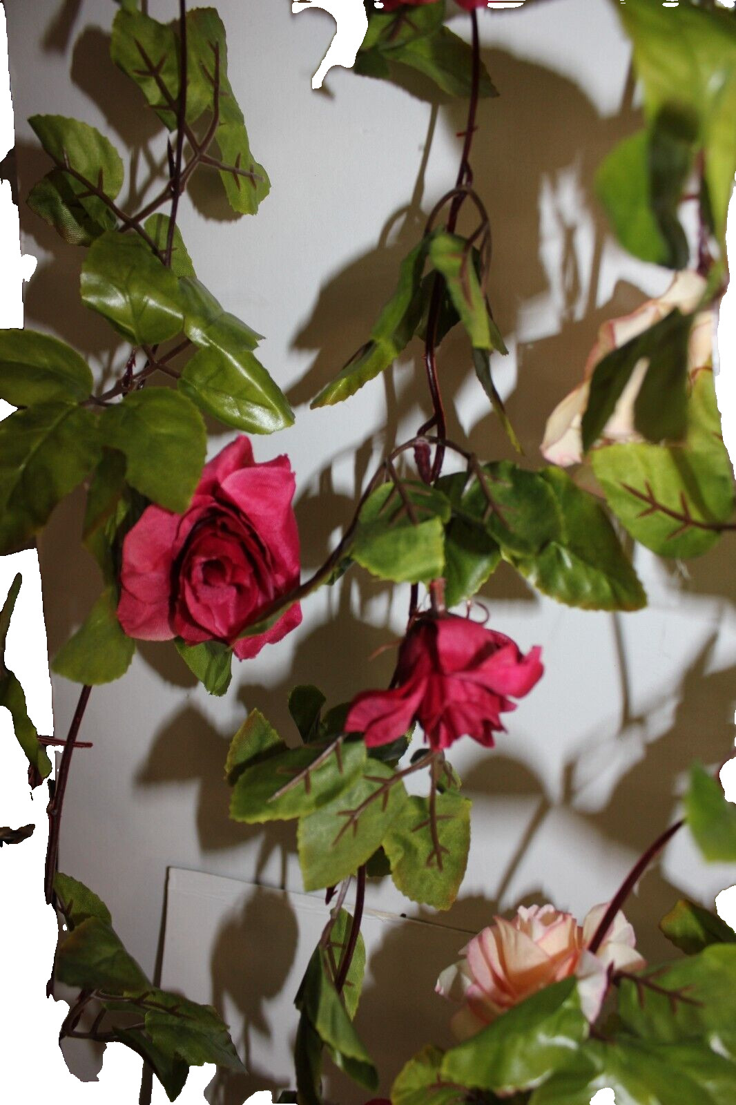 8 Feet Rose Garlands with green leaves, Pastel Colors Wedding Party Decor