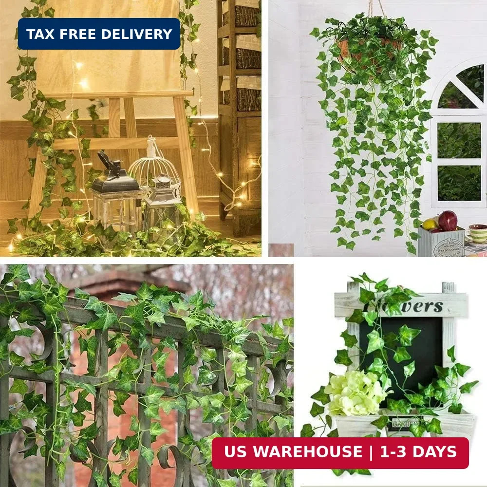 12 Pack 84Ft Artificial Ivy Garland, Fake Vines UV Resistant Greenery Leaves Fak