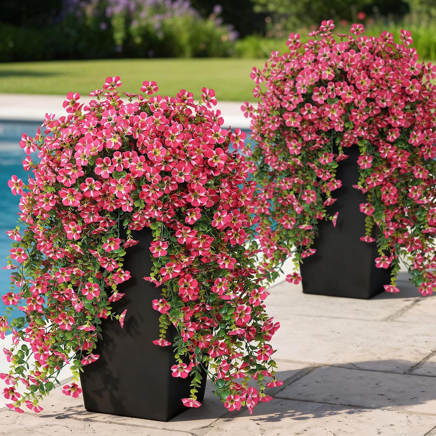 4 Bundles Artificial Hanging Morning Glory Flowers for Outdoor, Realistic Hangin