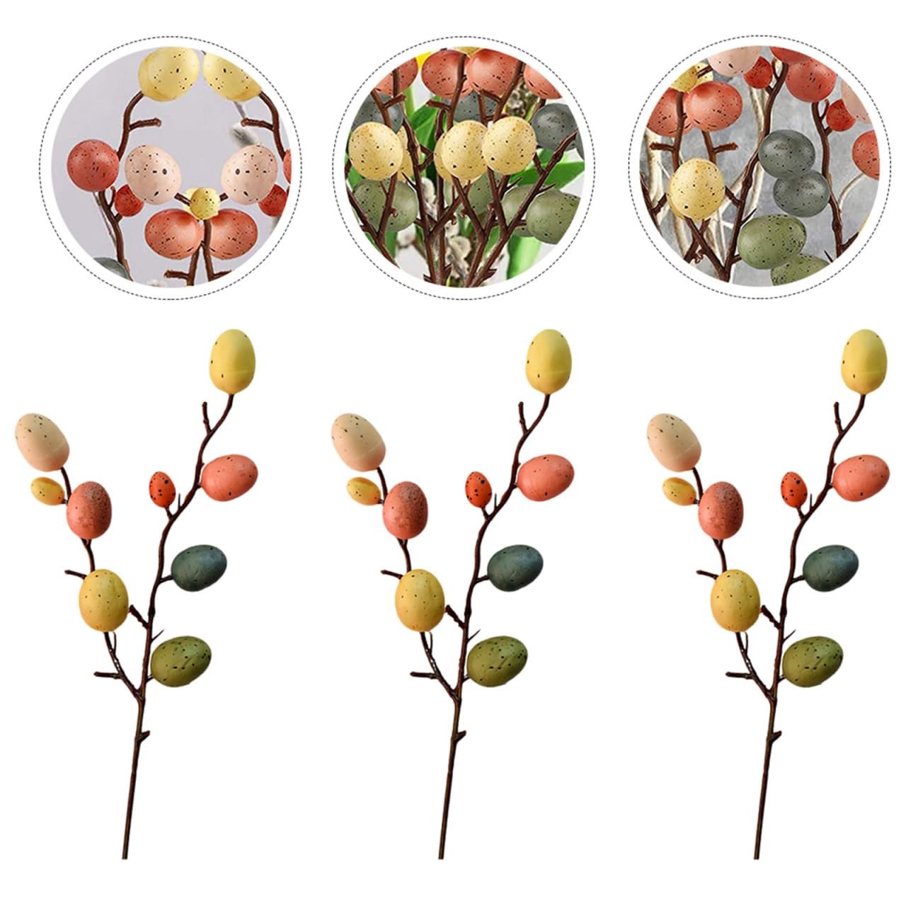 5 Pcs Artificial Easter Egg Tree Branches with Colorful Egg Picks and Floral …