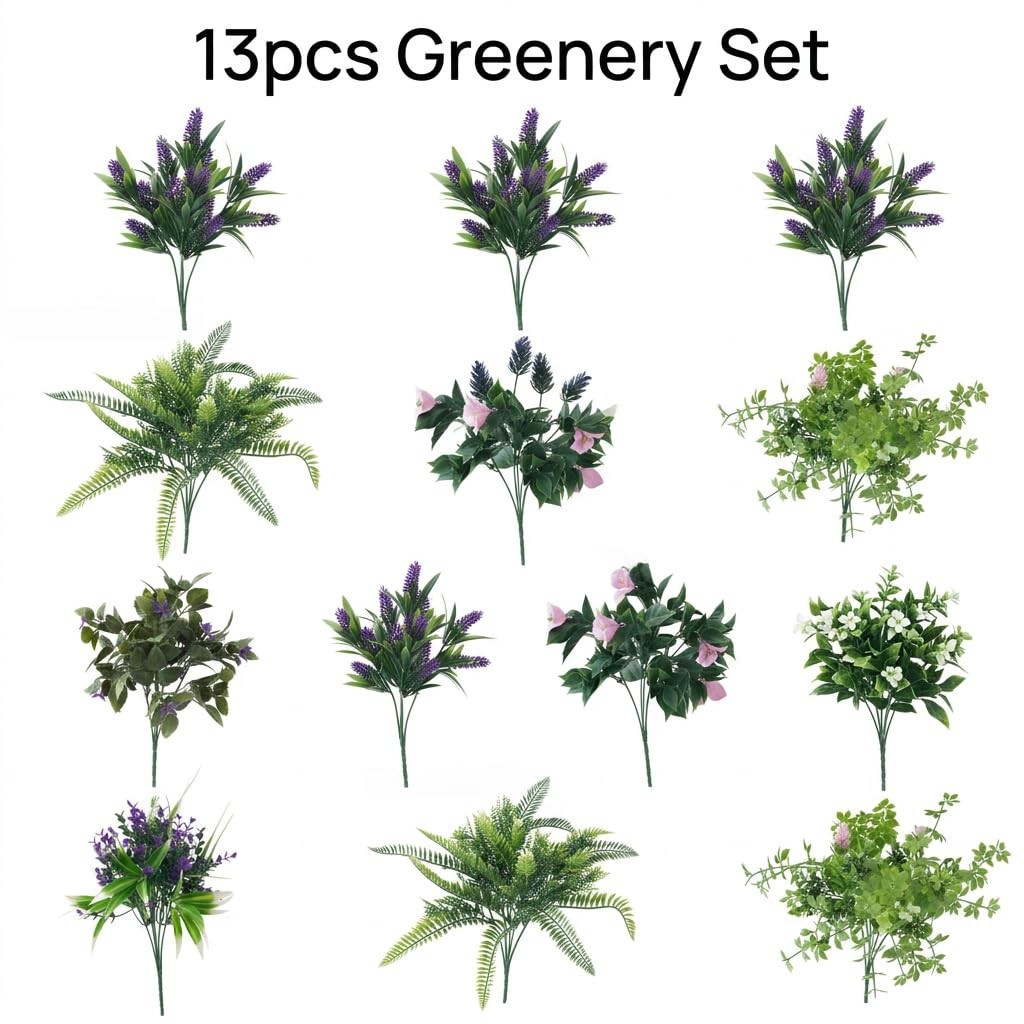 Laelfe UV Resistant Artificial Plants & Flowers, 13 Bundles Fade 5000H Tested
