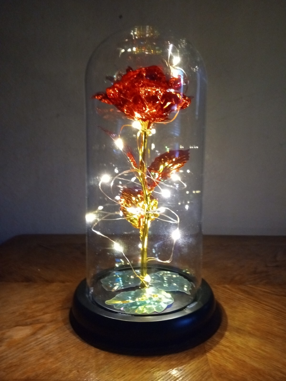 LED Red Rose, Glass Dome. Gifts 4 Women. Christmas or Anytime. Tested Batteries