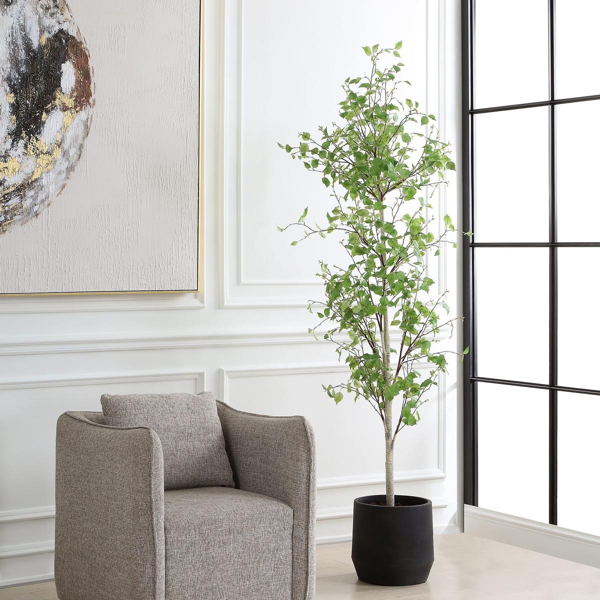 Uttermost 60263 Boreal Aged Gray and Green Potted Birch Tree