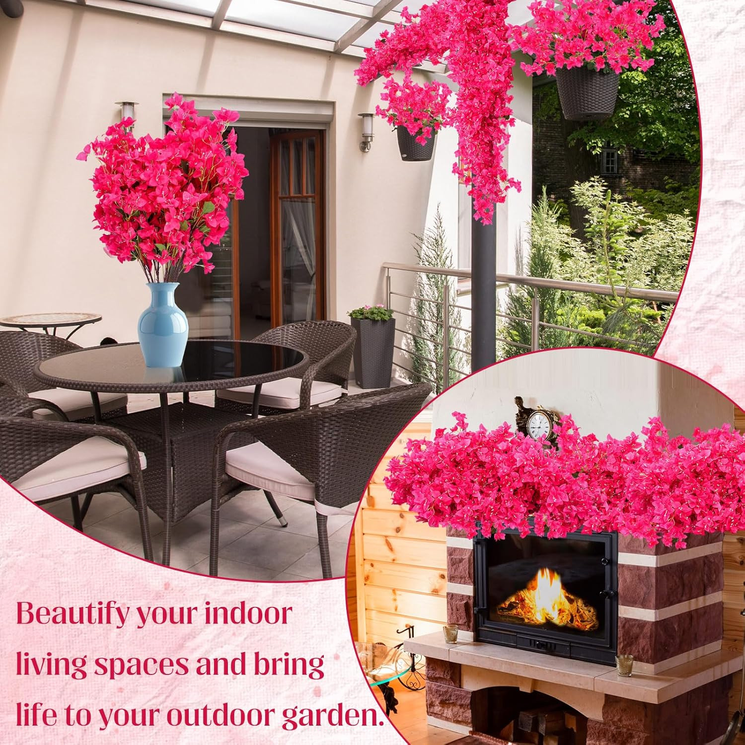 30 Pack Silk Bougainvillea Long Stem Plants for Home Wedding Decor – Rose Red