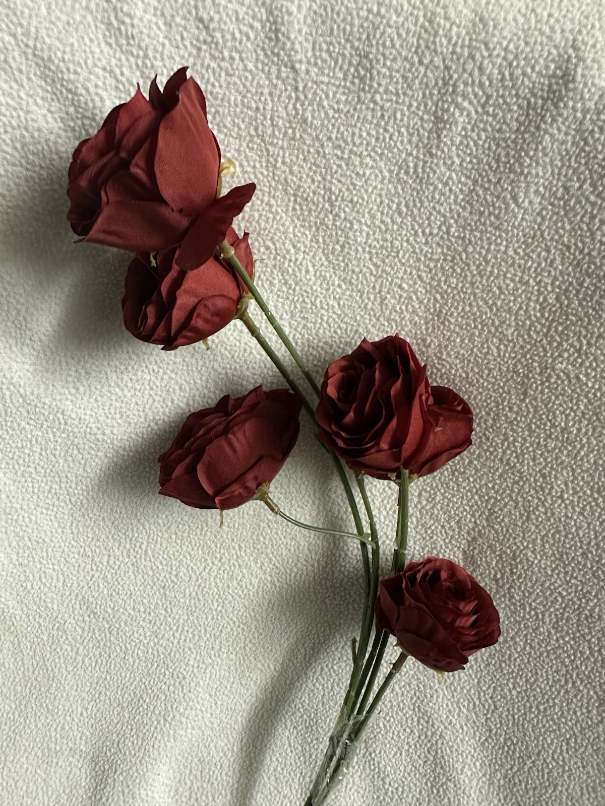 Real Touch Burgundy Artificial Roses 6Pcs/Bunch Faux Silk Flower Bouquet Decor