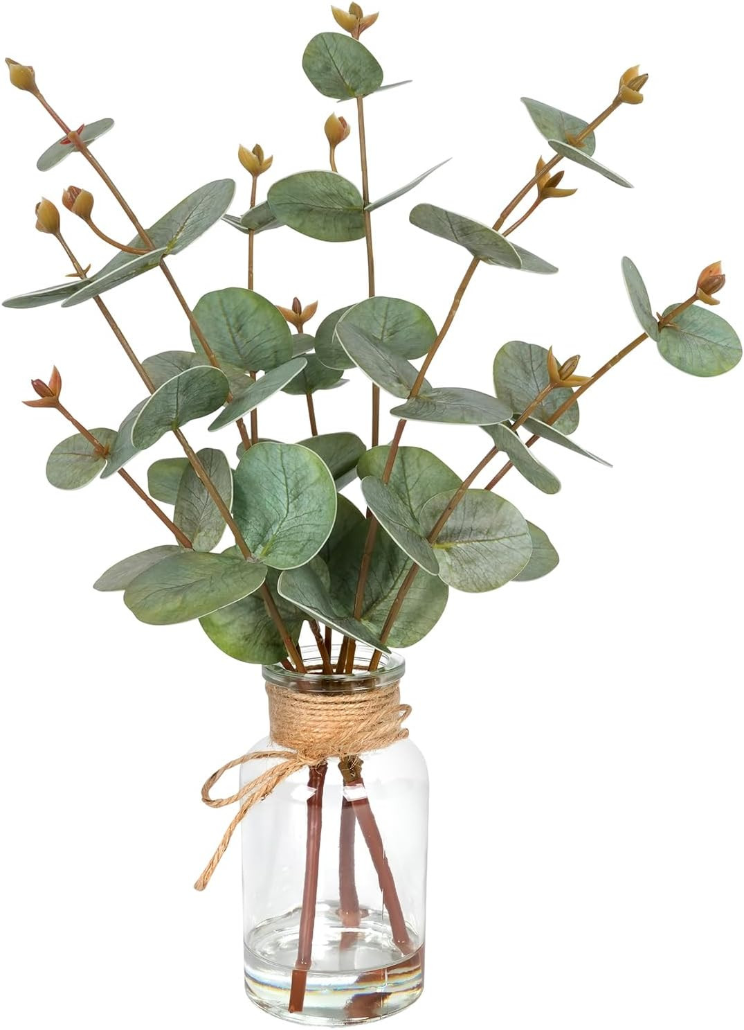 Faux Eucalyptus Stems in Vase with Faux Water, Fake Plants Artificial Eucalyp…