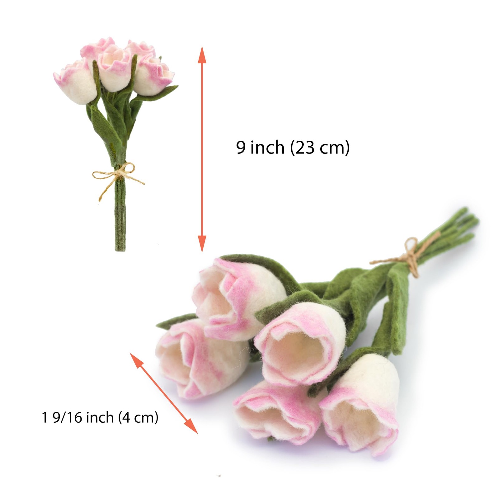 Glaciart One Felt Tulip Flowers Artificial Bouquet – 5 pcs|Reusable, Washable…