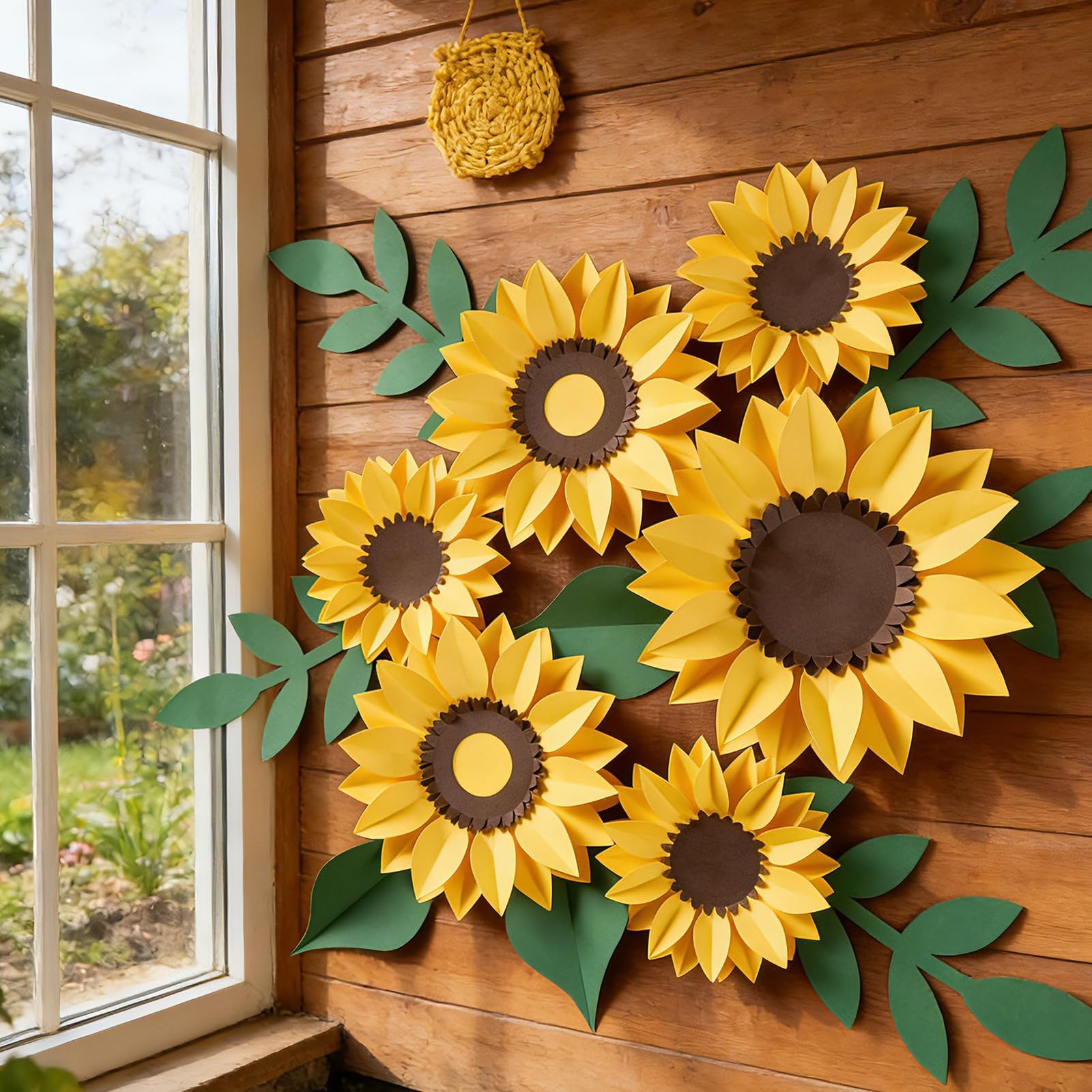 15pcs Sunflower Wall Decor, Paper Flower for Wall with 3D Artificial Flowers …