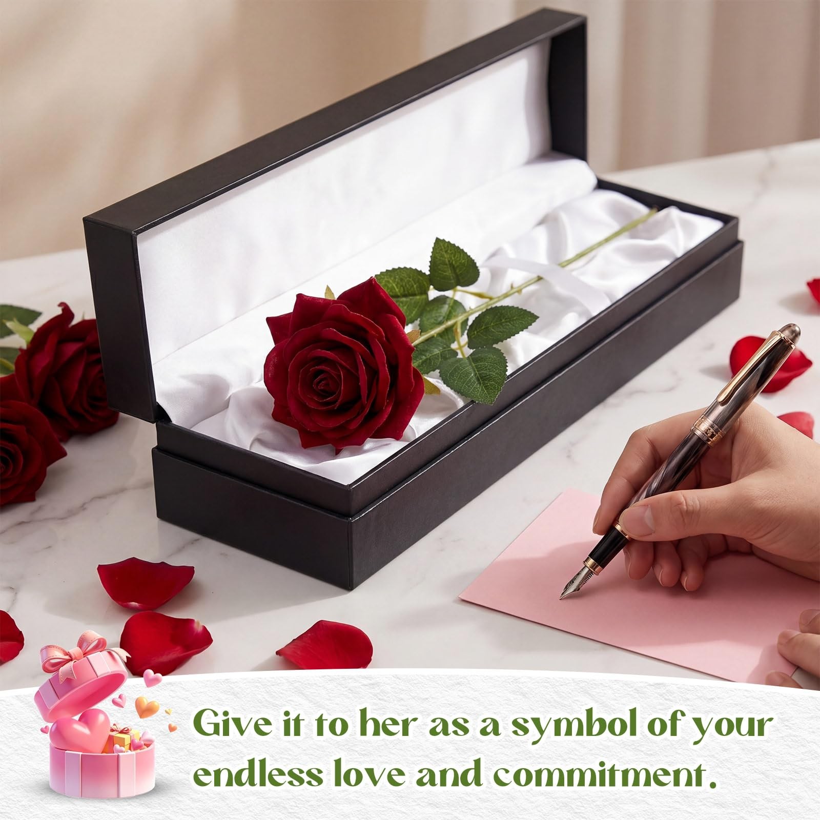 Zeyune Red Velvet Single Roses Artificial Flowers, Fake Silk Rose Faux Look R…