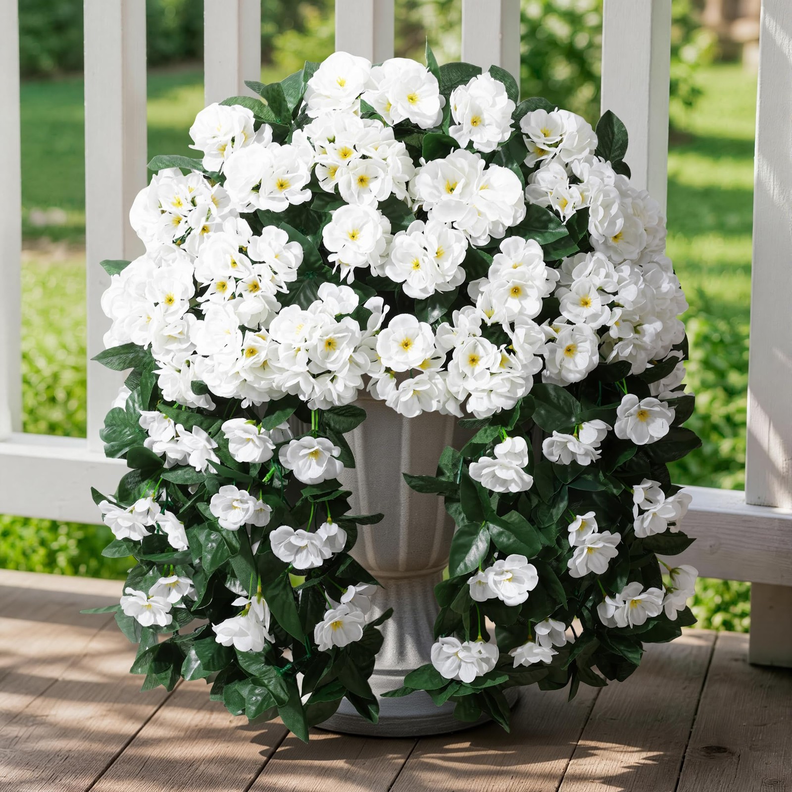 Artificial Fake Hanging Flowers Geraniums for Outdoors Spring Outside Decor, …
