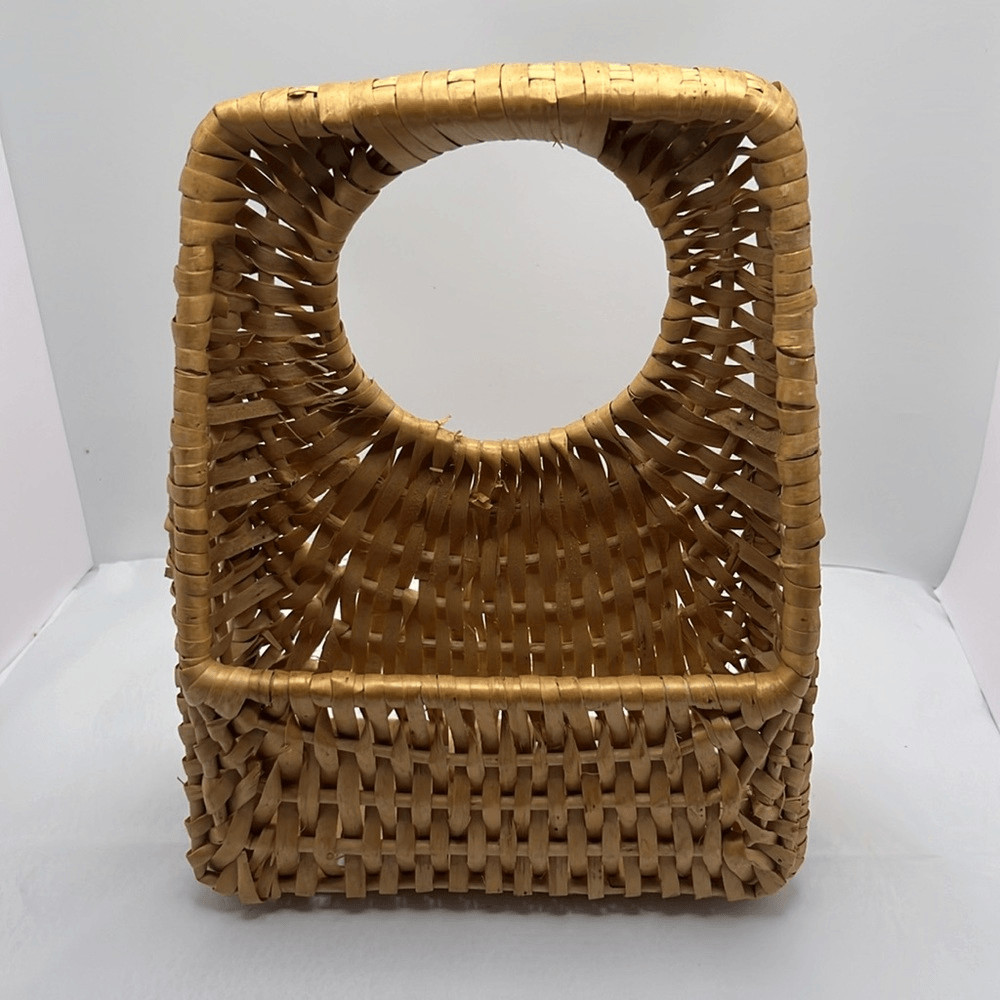 Farmhouse Woven Door Knob Irregular Basket with Faux Fall Autumn Flowers