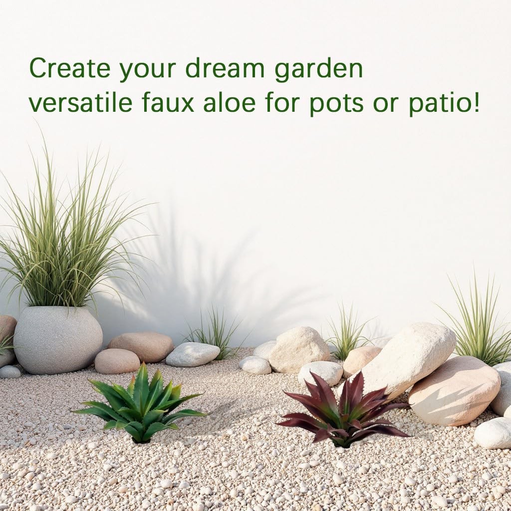 TETOU 12.5 Inch Artificial Aloe Plant – Large Faux Succulents (Unpotted), Rea…