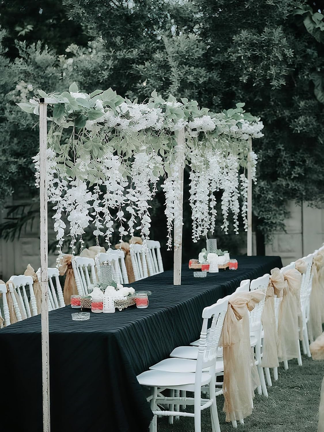 30 Branches White Wisteria Hanging Flower Vines for Wedding Decor | Artificial W