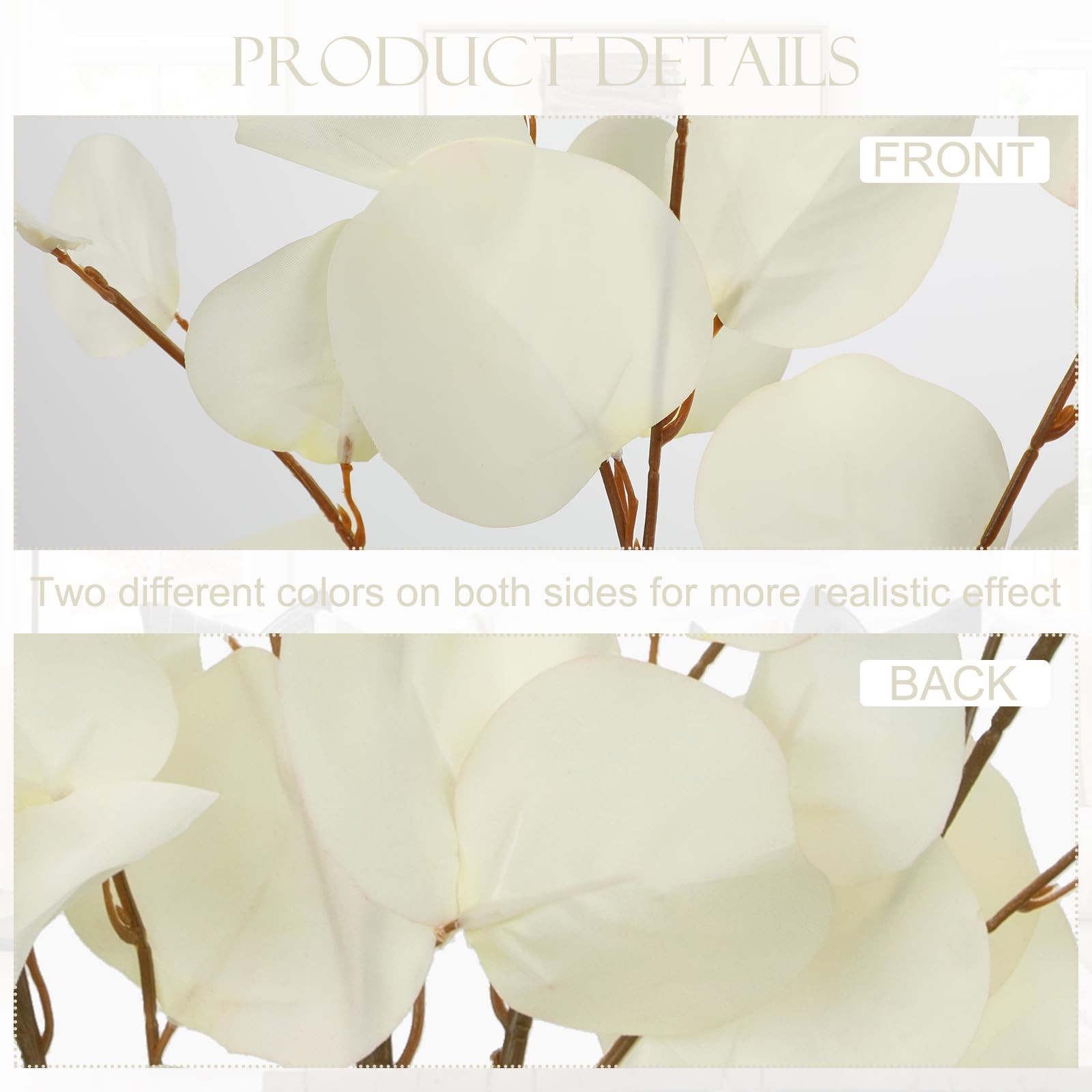 Cream White Eucalyptus Stems Fake Eucalyptu Leaves 34” Long Silver Dollar Lea…