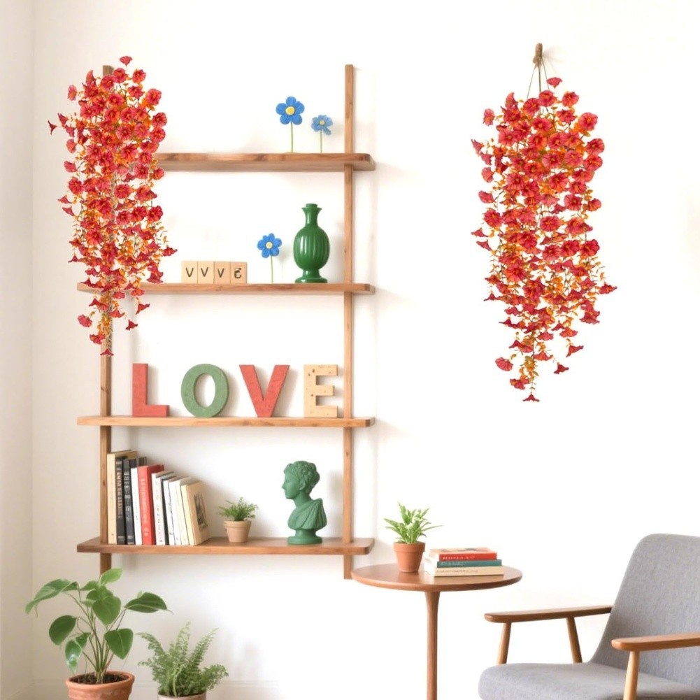 77 25cm Artificial Eucalyptus Vine with Morning Glory for Mantel Decor