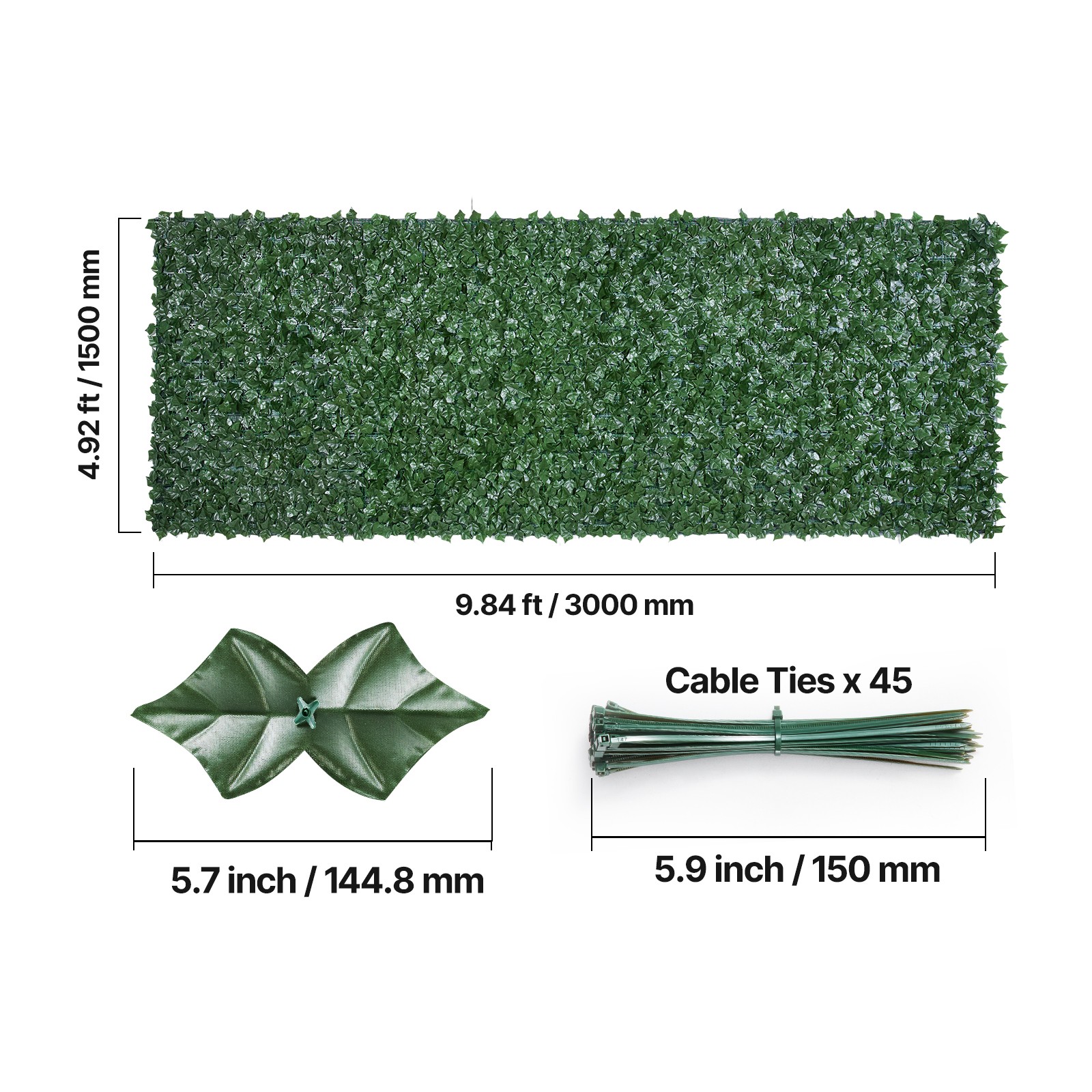 Uimoso 59″x118″ Artificial Ivy Leaf Privacy Fence with Mesh Backing