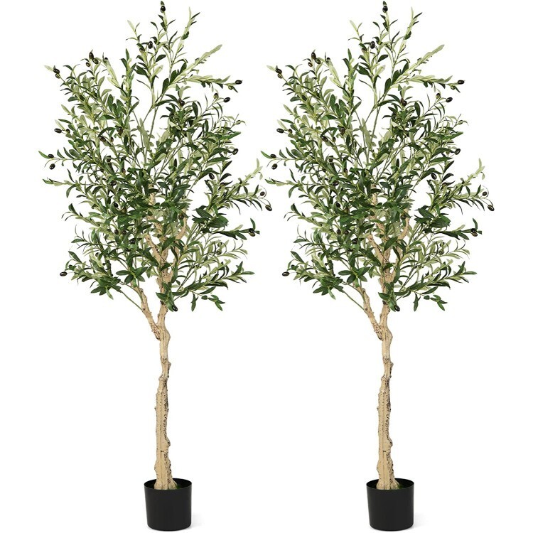 6′ Indoor Outdoor Decoration Artificial Olive Tree Plant w/Built-in Cement Pot