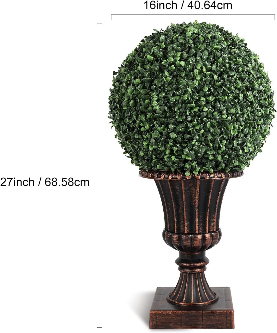 16″ Pre-Lit Artificial Plant with Lights Timer Remote Control Outdoor Ball Tree