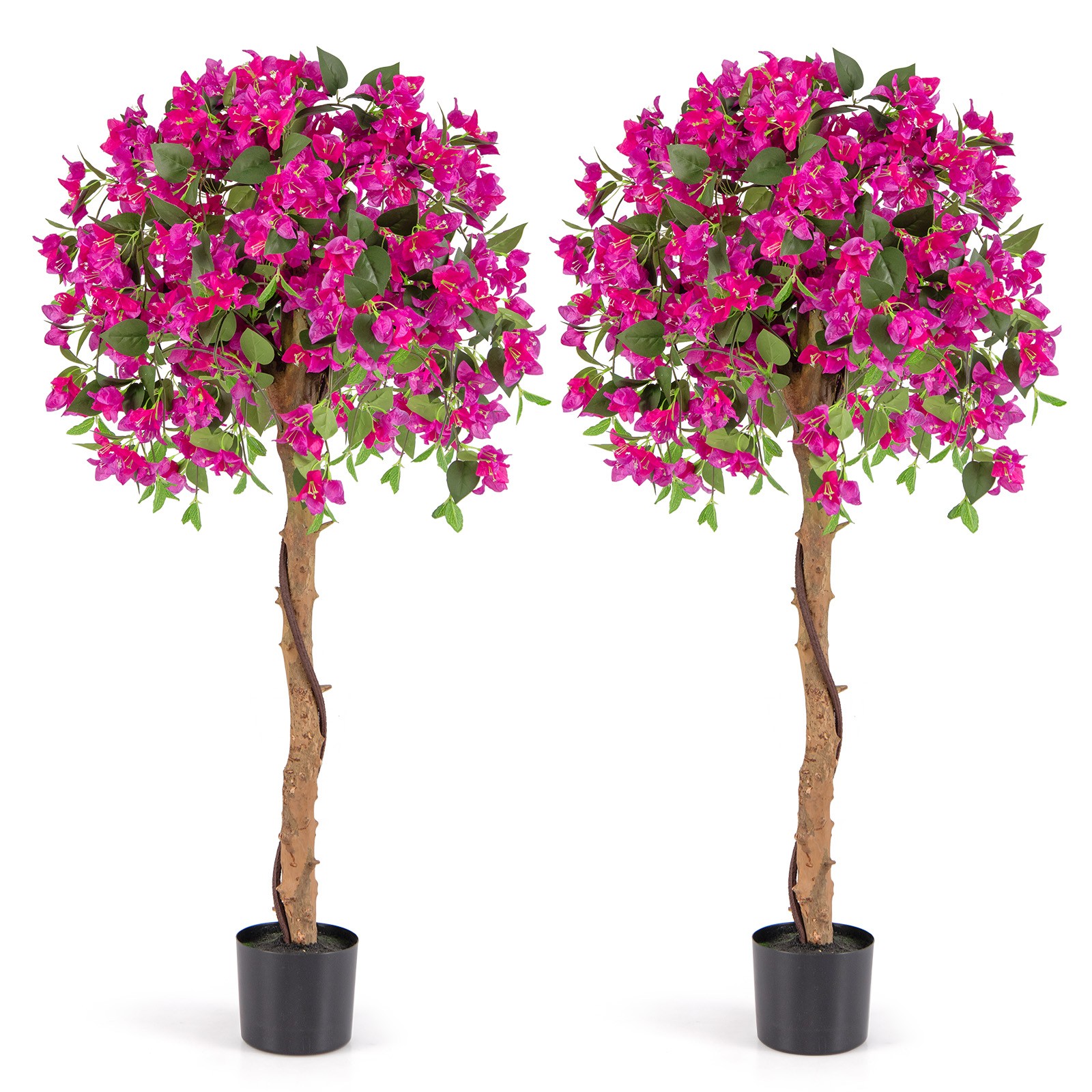 2PCS 53″ Artificial Azalea Tree Floral Plant w/Red Azalea Flowers Nursery Pot