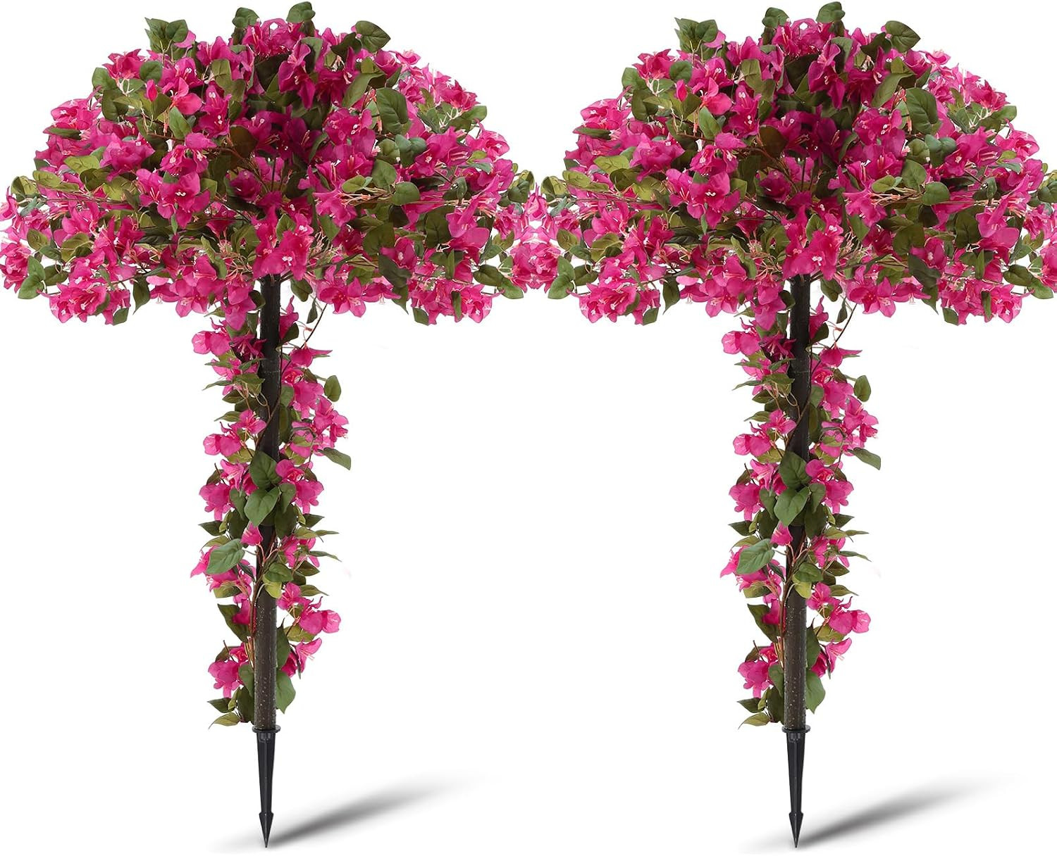 2 Pack 4Ft Artificial Bougainvillea Trees for Outdoors Faux Bougainvillea Flower