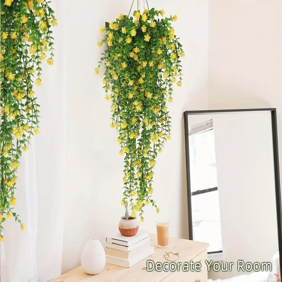 Artificial Hanging Plants 3 Pcs Faux Eucalyptus Vines Fake Outdoor UV Resistant