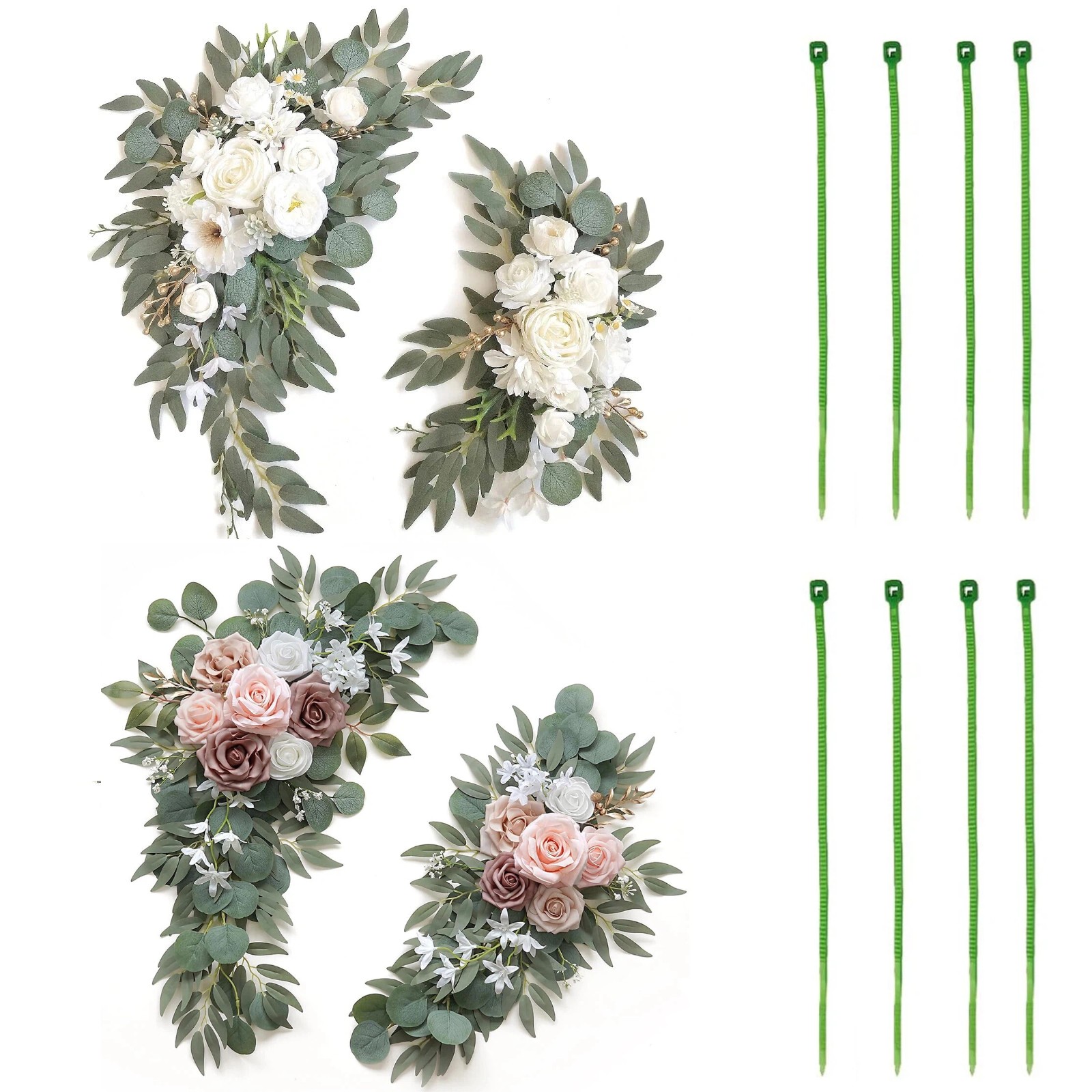 Wedding Arch Flowers Set of 4 for Wedding Welcome Sign Artificial Wedding Flower