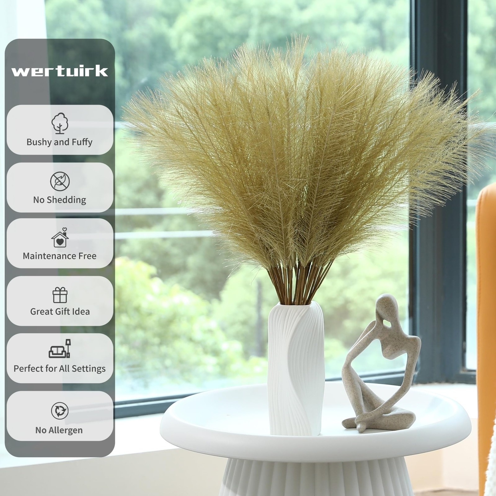 30 PCS Gold Faux Pampas Grass 24 Inch Wall Decor Mini Artificial Glam Room