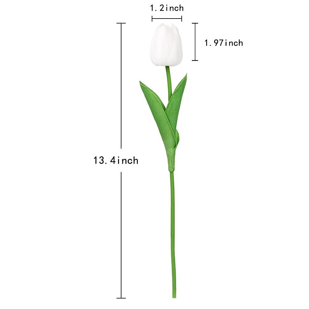 24PCS Artificial White Tulips Real Touch Flowers for Centerpieces Home Decor