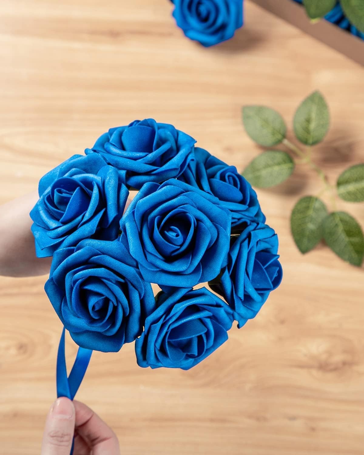 25 Royal Blue Artificial Roses – Eco-Friendly Foam Flowers for DIY Weddings