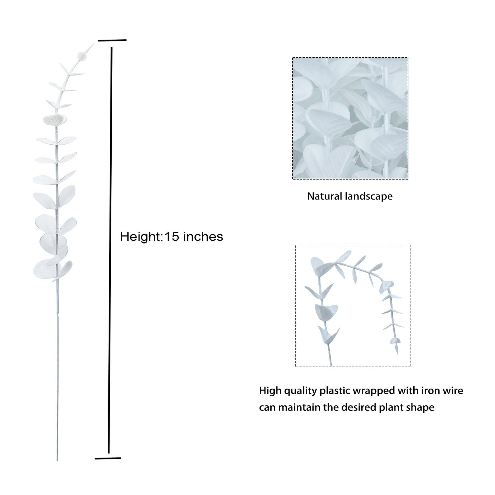 White Eucalyptus Stems Faux Eucalyptus Leaves for vase White Flowers for Wedd…