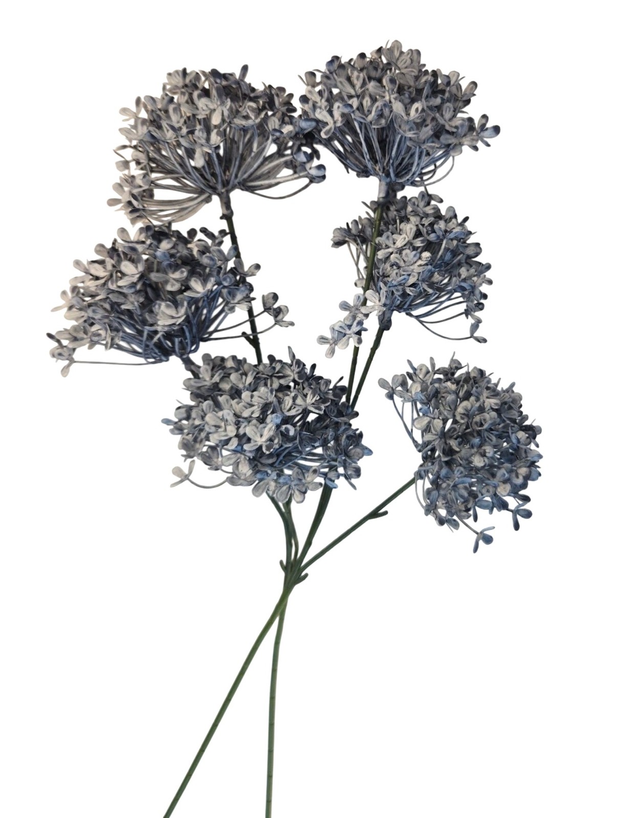 Artificial Blue Allium Flower Stems Set of 2 Dusty French Blue Faux Floral Spray