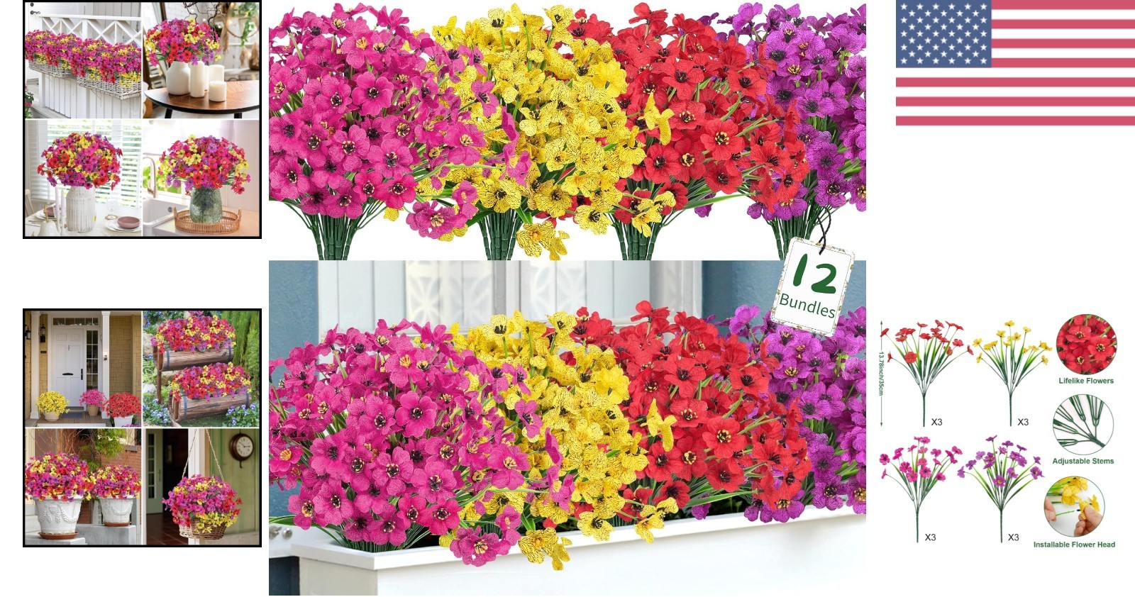 Artificial Flowers for Outdoors – UV Resistant – BEST Seller