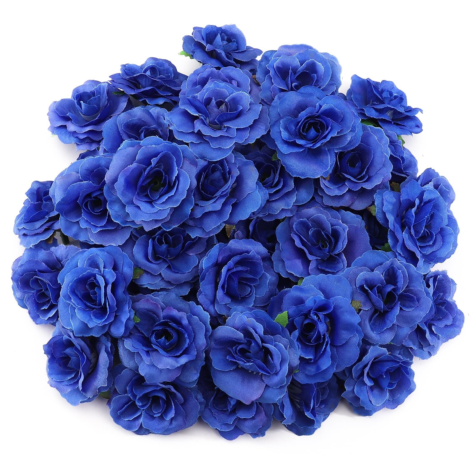 100 PCS Blue 1.9 Inch Mini Artificial Silk Rose Flower Heads Centerpieces