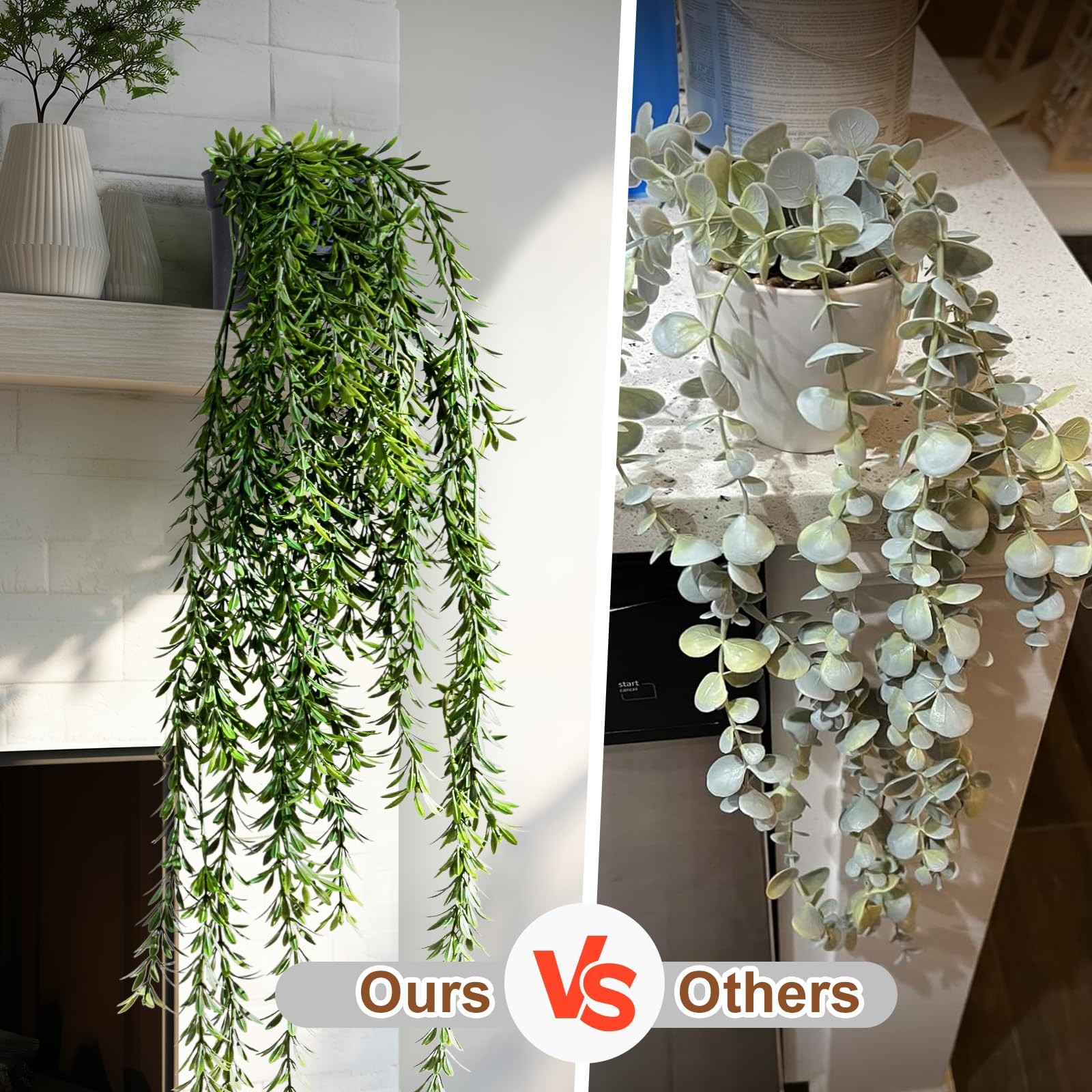 Artificial Hanging Plant 2 Pcs Faux Plant Ivy Vine Faux Eucalyptus Vines Fake…