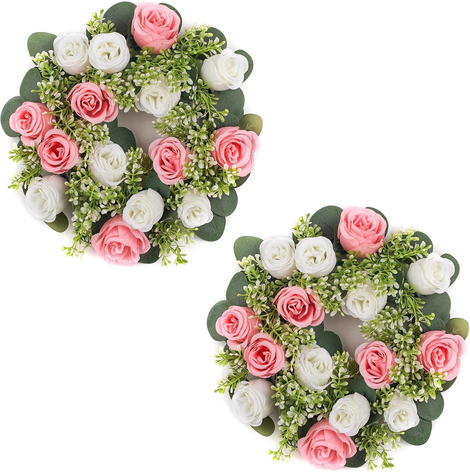 Flower Candle Rings Centerpieces 13.4 Inch Champagne & White Artificial Rose