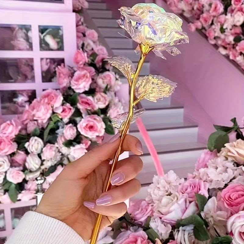 5/10Pcs Rainbow Gold Foil Roses Artificial Forever Flowers Mother’s Day Gift