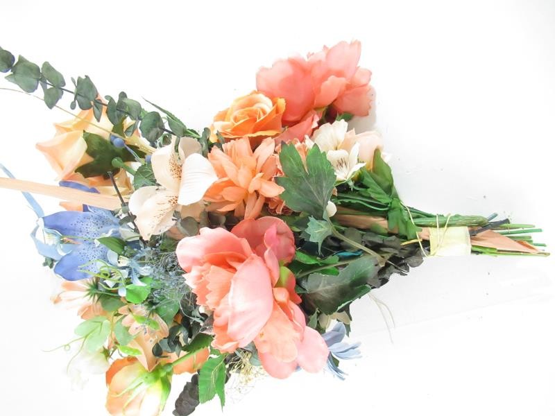 Pink Blue Greenery Artificial Flower Arrangement Centerpiece Decor Roses