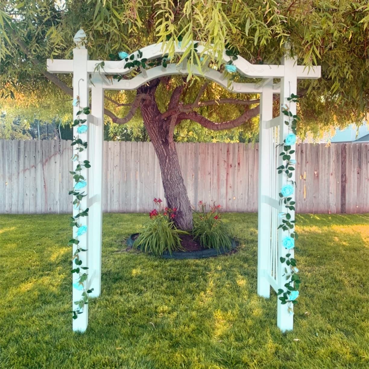 2 Pack Artificial Flower Garland Fake Rose Vine Artificial Flowers Green&Blue…