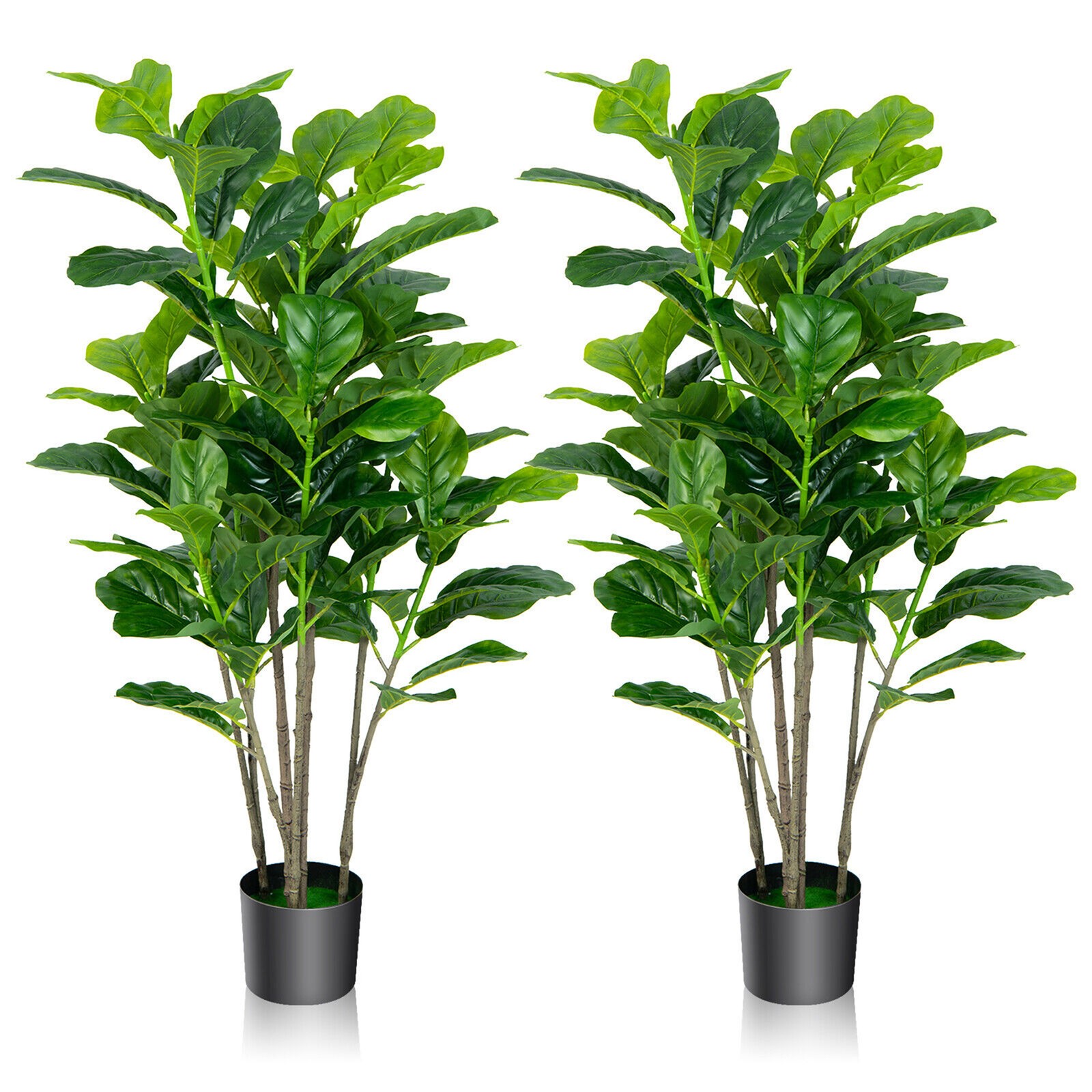 4.2′ Artificial Tree 2-Pack Artificial Fiddle Leaf Fig Tree for Indoor Outdoor