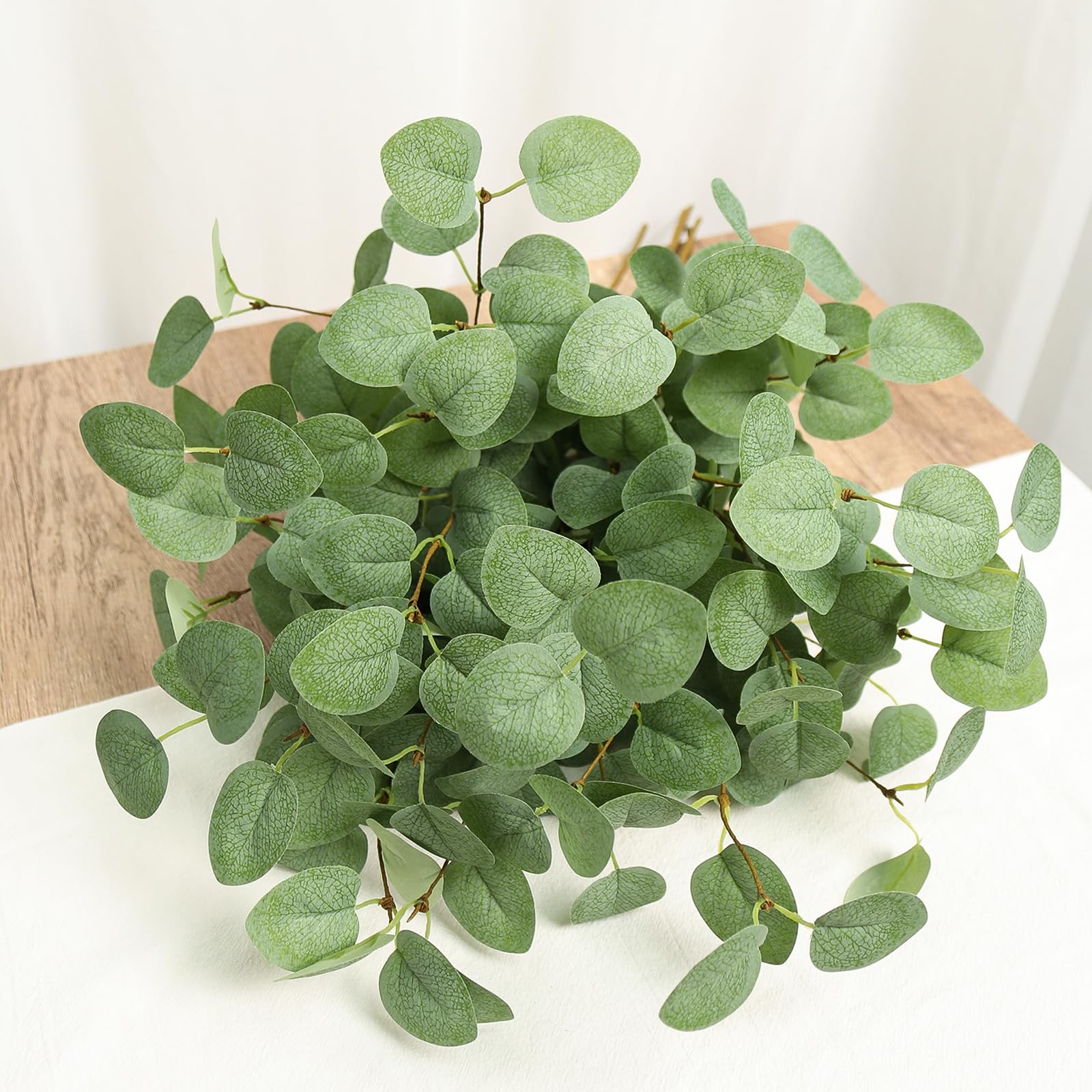 6Pcs Artificial Eucalyptus Stems Greenery Stems 24″ Tall Fake Plants Decor Fa…