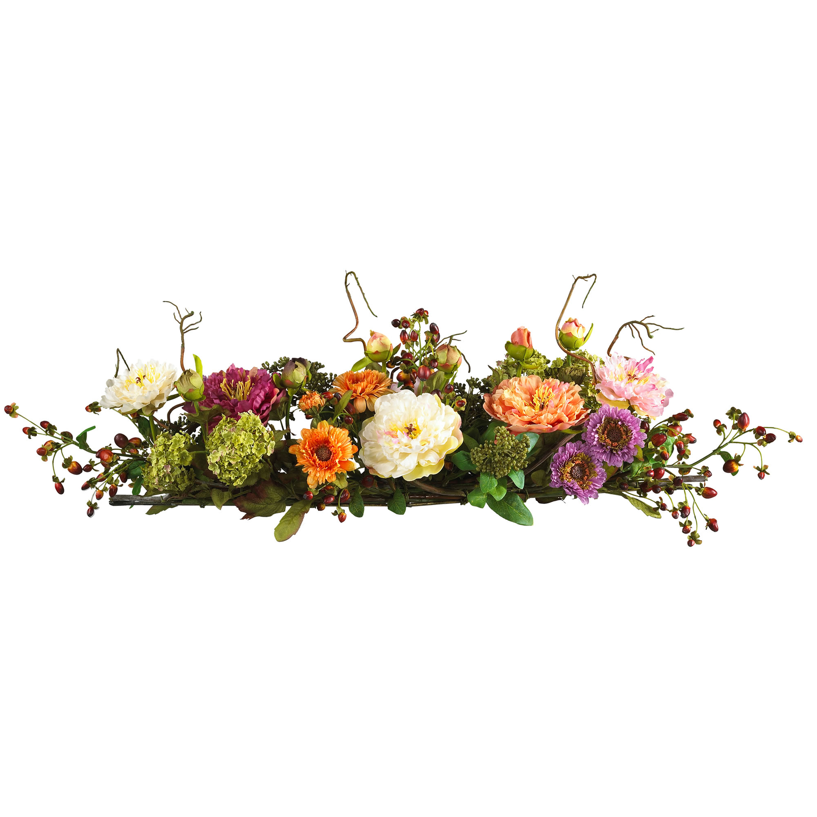 Mixed Peony Centerpiece Silk Flower Arrangement Pastel Petals