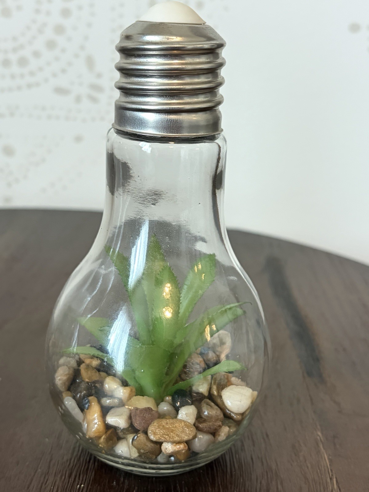 Set of 2 Faux Succulent Glass Light Bulb Terrariums 7 Inch Artificial Plants