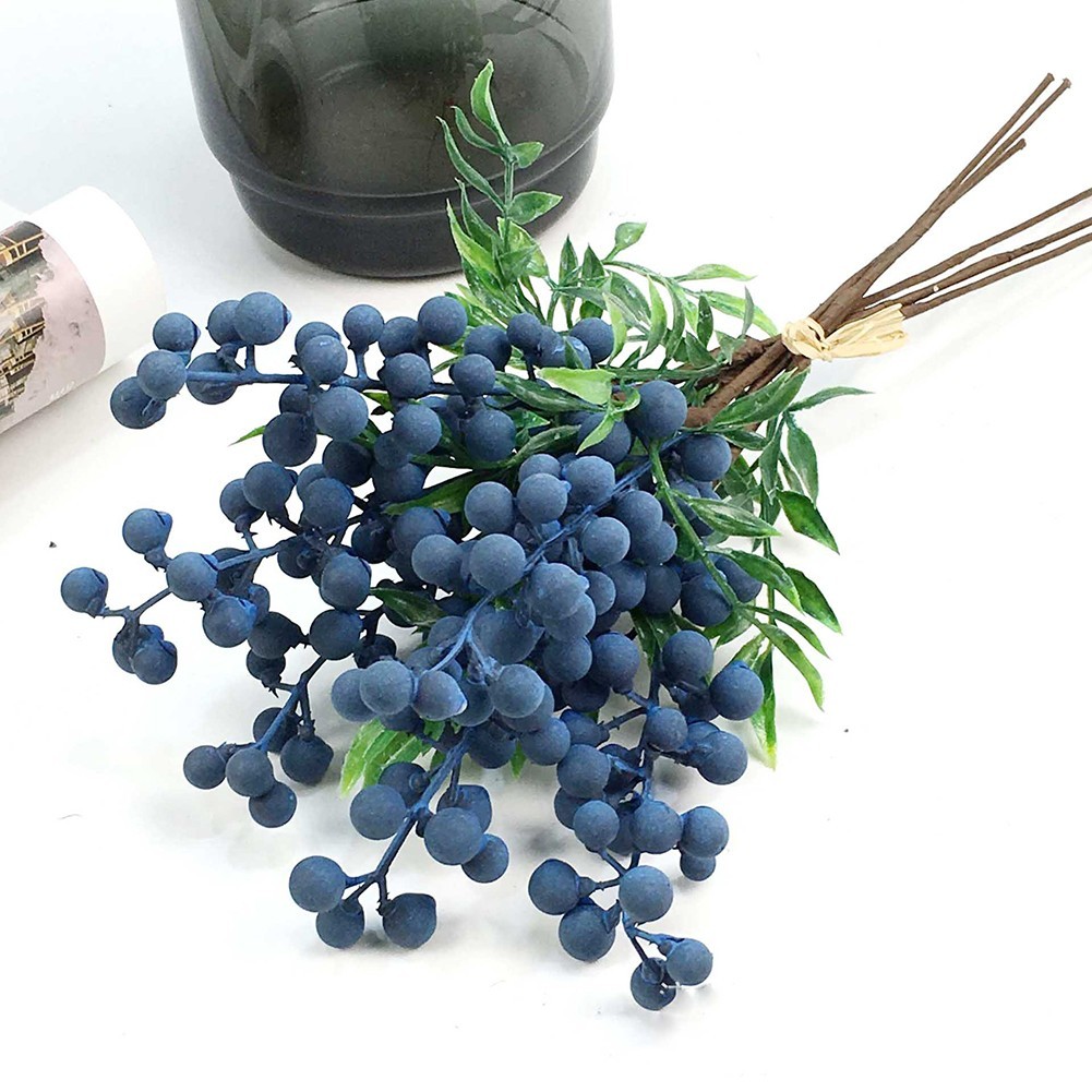 Artificial Blueberry Stems Foam Berries for Crafting Wedding and Seasonal Decor