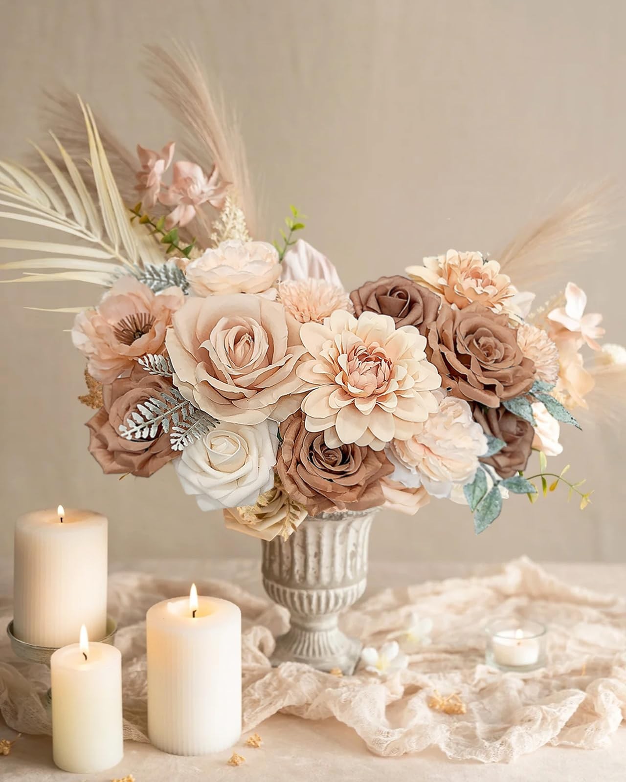 Roses Artificial Flowers Nude Fake Flower for DIY Wedding Bouquet Bridal Baby…