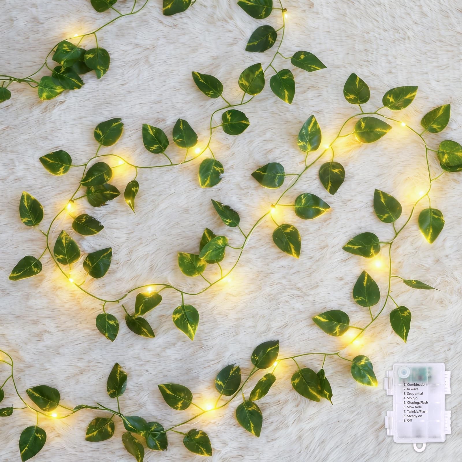 Vines with Lights Battery Operated, 40ft 120 Ivy String Lights, Fake Ivy Garl…